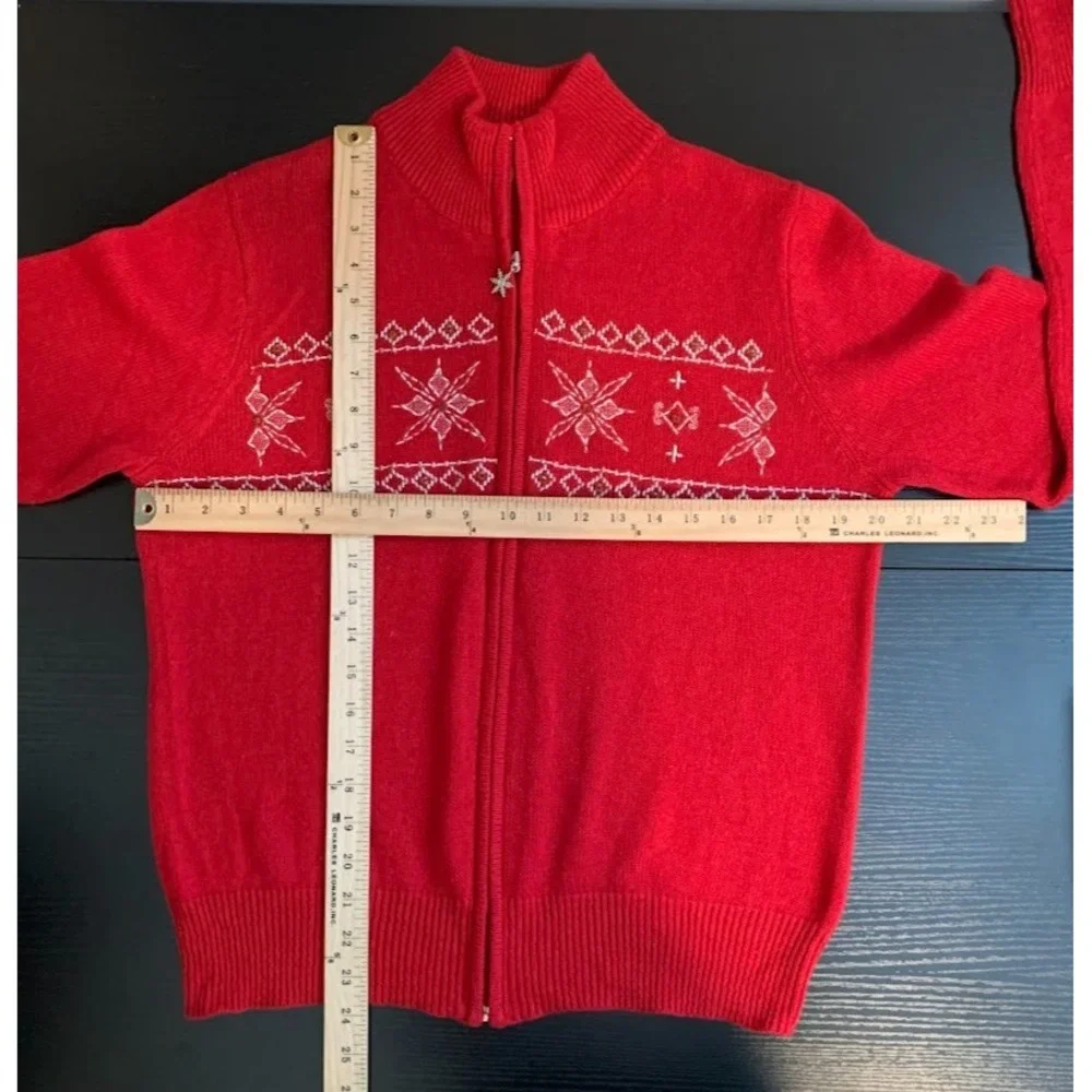 Knit Christmas‎ Snowflake Full Zip Christmas Sweater Cardigan Women's Large